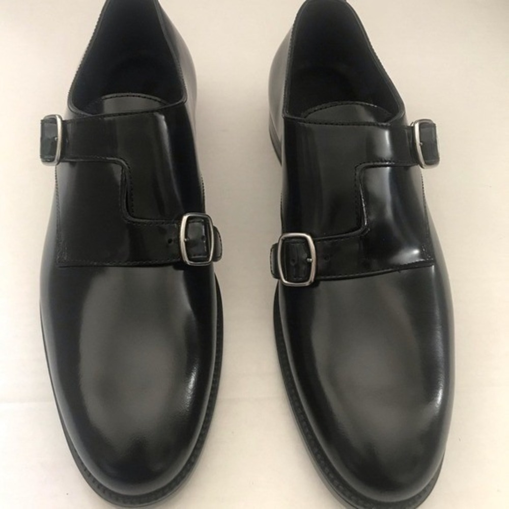 Saint Laurent‎ Womens Monk Strap 40.5 Black Leather Shoes